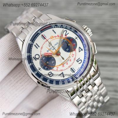 Premier B01 AB0118 A7750 Automatic Chronograph Mens Watch BLSF 42 Bentley Racing Silver Dial SS Bracelet Best Edition