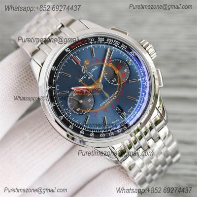 Premier B01 AB0118 A7750 Automatic Chronograph Mens Watch BLSF 42 Bentley Racing Blue Dial SS Bracelet Best Edition