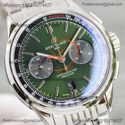 Premier B01 AB0118 A7750 Automatic Chronograph Mens Watch BLSF 42 Bentley Racing Green Dial SS Bracelet Best Edition