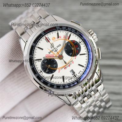 Premier B01 AB0118 A7750 Automatic Chronograph Mens Watch BLSF 42 Bentley Racing White Dial SS Bracelet Best Edition