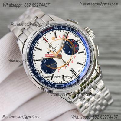 Premier B01 AB0118 A7750 Automatic Chronograph Mens Watch BLSF 42 Bentley Racing White Dial SS Bracelet Best Edition