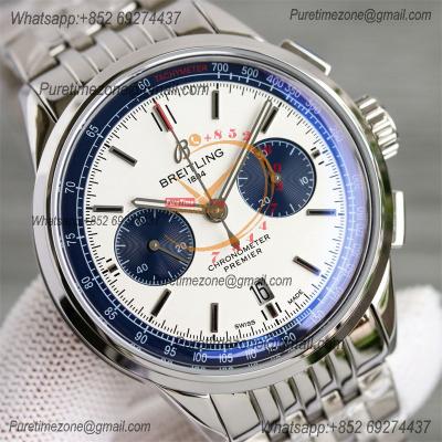 Premier B01 AB0118 A7750 Automatic Chronograph Mens Watch BLSF 42 Bentley Racing White Dial SS Bracelet Best Edition