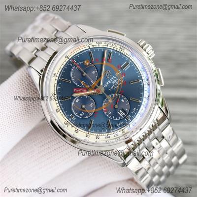 Premier B01 A13315351 A7750 Automatic Chronograph Mens Watch BLSF 42 Bentley Racing Blue Dial SS Bracelet Best Edition