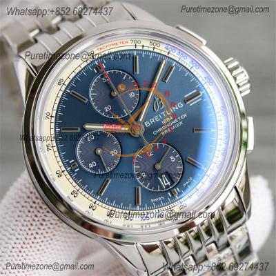 Premier B01 A13315351 A7750 Automatic Chronograph Mens Watch BLSF 42 Bentley Racing Blue Dial SS Bracelet Best Edition