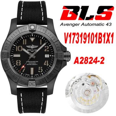 Avenger II Seawolf V17319101 PVD A2824 Automatic Mens Watch BLSF Best Edition Black Dial Nylon Strap