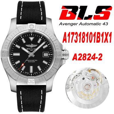 Avenger II Seawolf V17319101 A2824 Automatic Mens Watch BLSF Best Edition Black Dial Nylon Strap