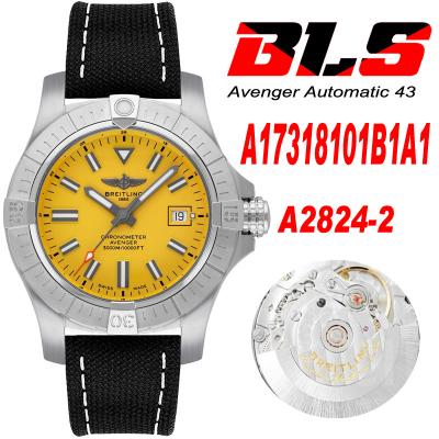 Avenger II Seawolf V17319101 A2824 Automatic Mens Watch BLSF Best Edition Yellow Dial Nylon Strap