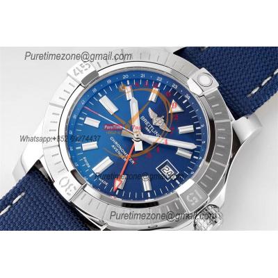 Avenger GMT V32395101 PVD A2836 Automatic Mens Watch BLSF Best Edition Blue Dial Nylon Strap