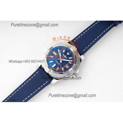 Avenger GMT V32395101 PVD A2836 Automatic Mens Watch BLSF Best Edition Blue Dial Nylon Strap