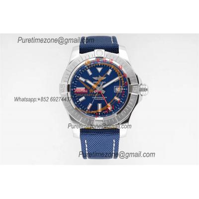 Avenger GMT V32395101 PVD A2836 Automatic Mens Watch BLSF Best Edition Blue Dial Nylon Strap