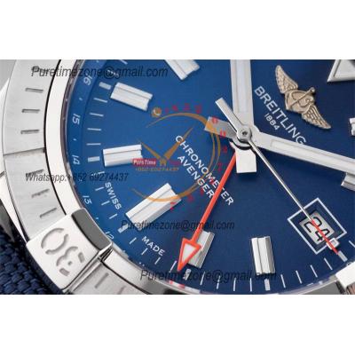 Avenger GMT V32395101 PVD A2836 Automatic Mens Watch BLSF Best Edition Blue Dial Nylon Strap