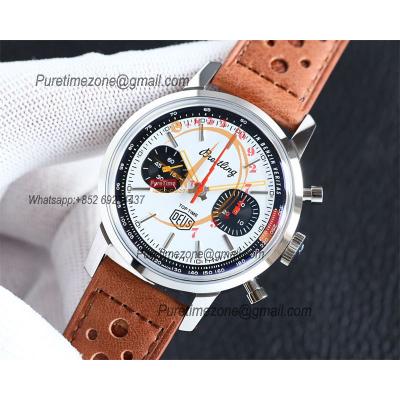 Top Time A233101 Limited Edition A7750 Automatic Chronograp Mens Watch Best Edition BLSF White Zorro Dial Brown Leather