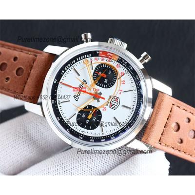 Top Time A233101 Limited Edition A7750 Automatic Chronograp Mens Watch Best Edition BLSF White Zorro Dial Brown Leather