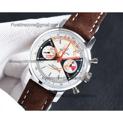 Top Time A233101 Limited Edition A7750 Automatic Chronograp Mens Watch Best Edition BLSF Cream Dues Dial Brown Leather