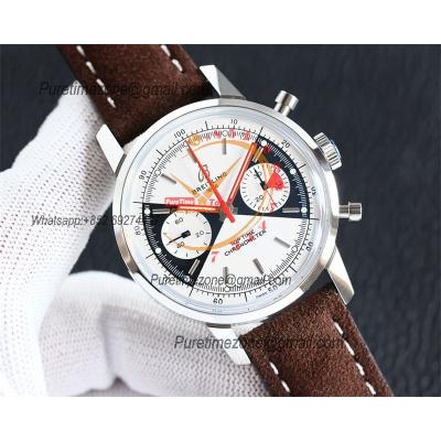 Top Time A233101 Limited Edition A7750 Automatic Chronograp Mens Watch Best Edition BLSF Cream Dues Dial Brown Leather