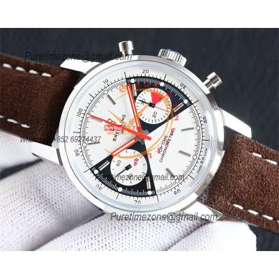 Top Time A233101 Limited Edition A7750 Automatic Chronograp Mens Watch Best Edition BLSF Cream Dues Dial Brown Leather