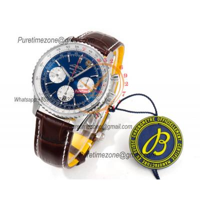 Navitimer B01 AB0137211 A7750 Automatic Chronograph Mens Watch Best Edition BLSF Blue Dial Brown Leather Strap