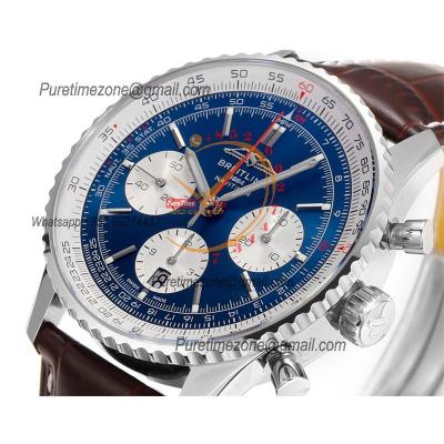 Navitimer B01 AB0137211 A7750 Automatic Chronograph Mens Watch Best Edition BLSF Blue Dial Brown Leather Strap