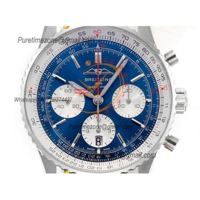 Navitimer B01 AB0137211 A7750 Automatic Chronograph Mens Watch Best Edition BLSF Blue Dial Brown Leather Strap