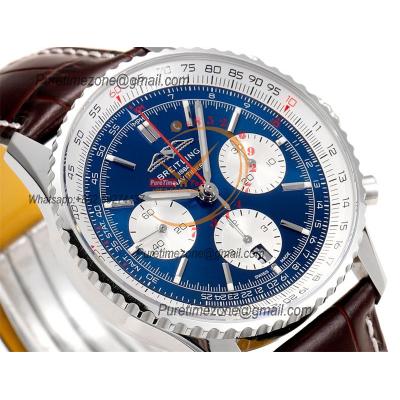 Navitimer B01 AB0137211 A7750 Automatic Chronograph Mens Watch Best Edition BLSF Blue Dial Brown Leather Strap