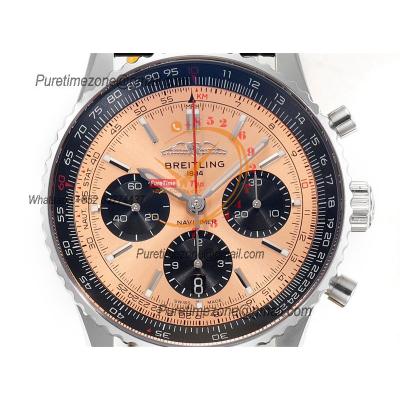 Navitimer B01 AB0138241 A7750 Automatic Chronograph Mens Watch Best Edition BLSF Copper Dial Black Leather Strap