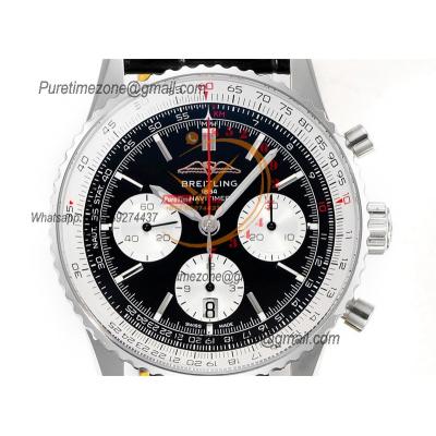 Navitimer B01 AB0138211 A7750 Automatic Chronograph Mens Watch Best Edition BLSF Black Dial Leather Strap