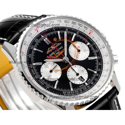 Navitimer B01 AB0138211 A7750 Automatic Chronograph Mens Watch Best Edition BLSF Black Dial Leather Strap