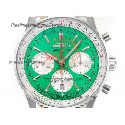 Navitimer B01 AB0139211 A7750 Automatic Chronograph Mens Watch Best Edition BLSF Green Dial Brown Leather Strap