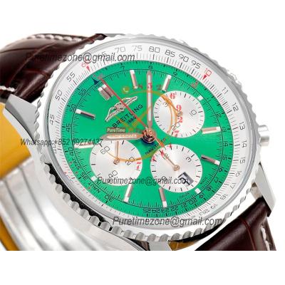 Navitimer B01 AB0139211 A7750 Automatic Chronograph Mens Watch Best Edition BLSF Green Dial Brown Leather Strap