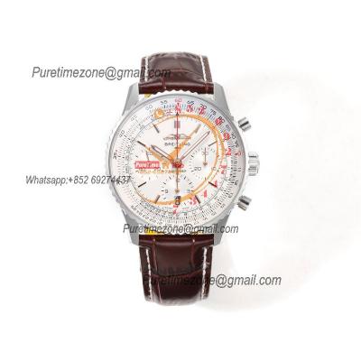 Navitimer B01 AB0139211 A7750 Automatic Chronograph Mens Watch Best Edition BLSF Silver Dial Brown Leather Strap