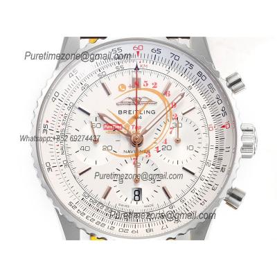 Navitimer B01 AB0139211 A7750 Automatic Chronograph Mens Watch Best Edition BLSF Silver Dial Brown Leather Strap