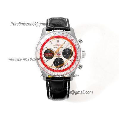 Navitimer B01 AB0139211 A7750 Automatic Chronograph Mens Watch Best Edition BLSF White Dial Black Leather Strap