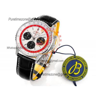 Navitimer B01 AB0139211 A7750 Automatic Chronograph Mens Watch Best Edition BLSF White Dial Black Leather Strap