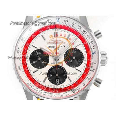 Navitimer B01 AB0139211 A7750 Automatic Chronograph Mens Watch Best Edition BLSF White Dial Black Leather Strap