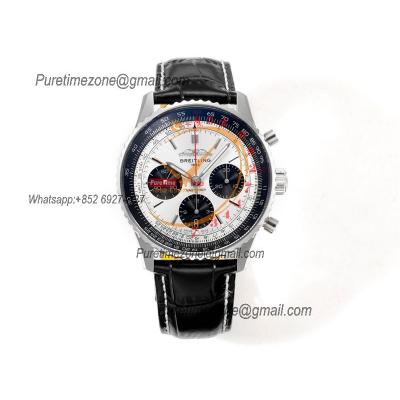 Navitimer B01 AB0138241 A7750 Automatic Chronograph Mens Watch Best Edition BLSF Silver Dial Black Leather Strap