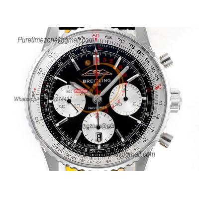 Navitimer B01 AB0138211 A7750 Automatic Chronograph Mens Watch Best Edition BLSF Silver Dial Black Leather Strap