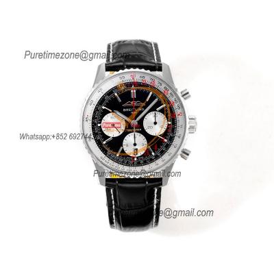 Navitimer B01 AB0138211 A7750 Automatic Chronograph Mens Watch Best Edition BLSF Silver Dial Black Leather Strap