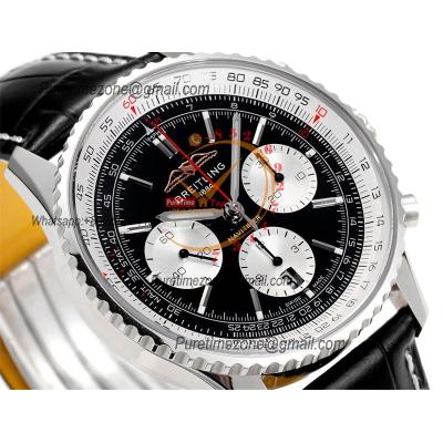 Navitimer B01 AB0138211 A7750 Automatic Chronograph Mens Watch Best Edition BLSF Silver Dial Black Leather Strap