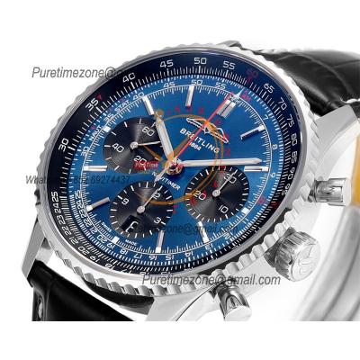 Navitimer B01 AB0139241 A7750 Automatic Chronograph Mens Watch Best Edition BLSF Blue Dial Black Leather Strap