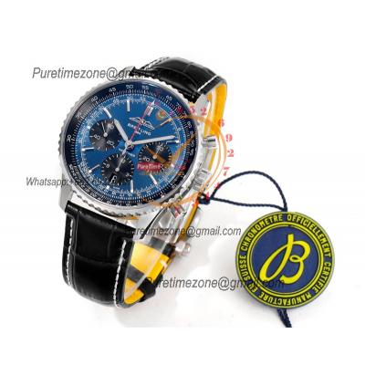 Navitimer B01 AB0139241 A7750 Automatic Chronograph Mens Watch Best Edition BLSF Blue Dial Black Leather Strap