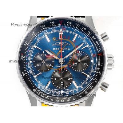 Navitimer B01 AB0139241 A7750 Automatic Chronograph Mens Watch Best Edition BLSF Blue Dial Black Leather Strap