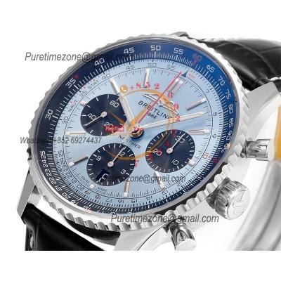 Navitimer B01 AB0138241 A7750 Automatic Chronograph Mens Watch Best Edition BLSF ICE Blue Dial Black Leather Strap