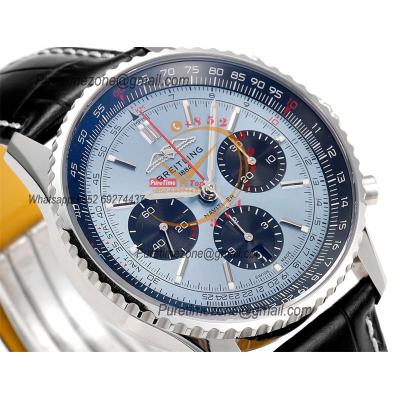 Navitimer B01 AB0138241 A7750 Automatic Chronograph Mens Watch Best Edition BLSF ICE Blue Dial Black Leather Strap