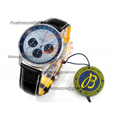 Navitimer B01 AB0138241 A7750 Automatic Chronograph Mens Watch Best Edition BLSF ICE Blue Dial Black Leather Strap