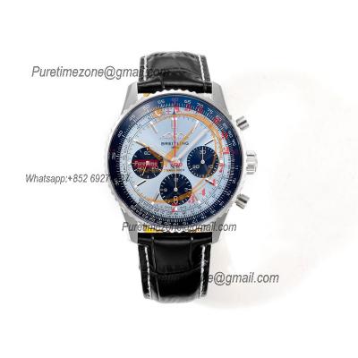 Navitimer B01 AB0138241 A7750 Automatic Chronograph Mens Watch Best Edition BLSF ICE Blue Dial Black Leather Strap