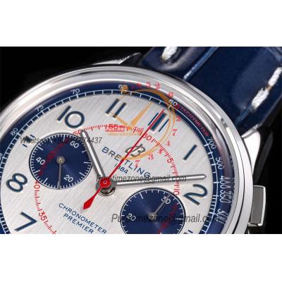 Premier B01 AB0118 A7750 Automatic Chronograph Mens Watch Bentley Mulliner Best Edition BLSF Silver Dial Leather V2