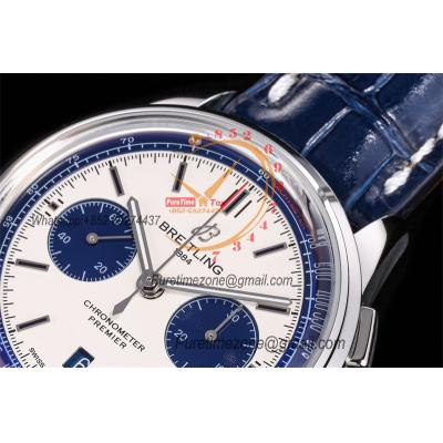 Premier B01 AB0118 A7750 Automatic Chronograph Mens Watch Special Edition Exclusive BLSF White Dial Leather V2