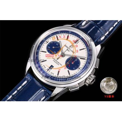 Premier B01 AB0118 A7750 Automatic Chronograph Mens Watch Special Edition Exclusive BLSF White Dial Leather V2