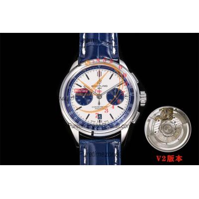 Premier B01 AB0118 A7750 Automatic Chronograph Mens Watch Special Edition Exclusive BLSF White Dial Leather V2