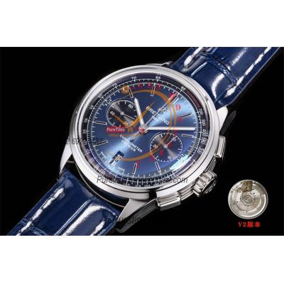 Premier B01 AB0118 A7750 Automatic Chronograph Mens Watch Best Edition BLSF Blue Dial Blue Leather Strap V2